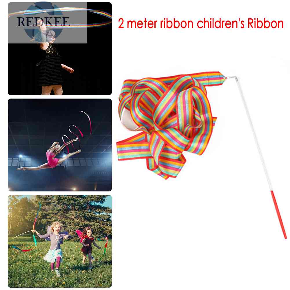 Gậy Ruy Băng Màu Cầu Vồng Dài 2m Hỗ Trợ Luyện Tập Múa Ba Lê Cho Bé