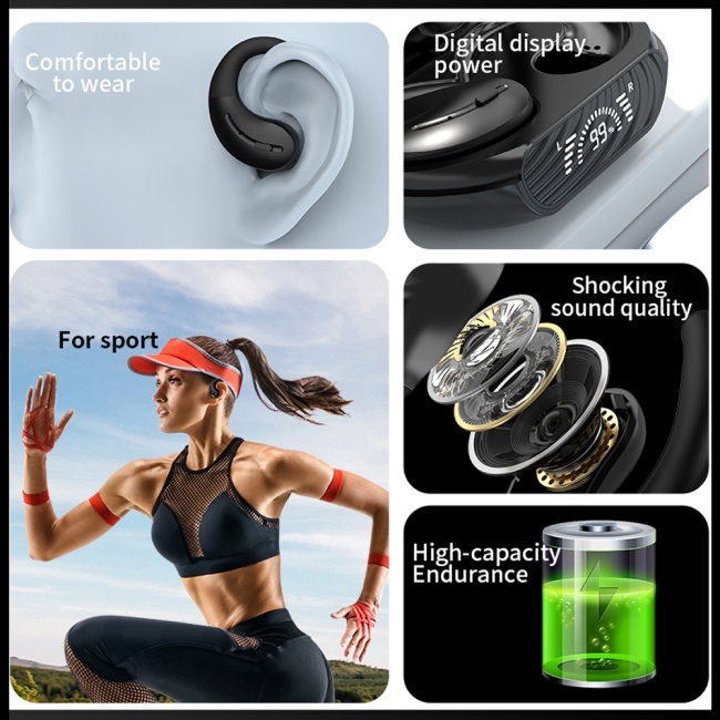 1 Cặp Tai Nghe Thể Thao Không Dây Bluetooth 5.3 Chống Ồn Màn Hình Kỹ Thuật Số Tws