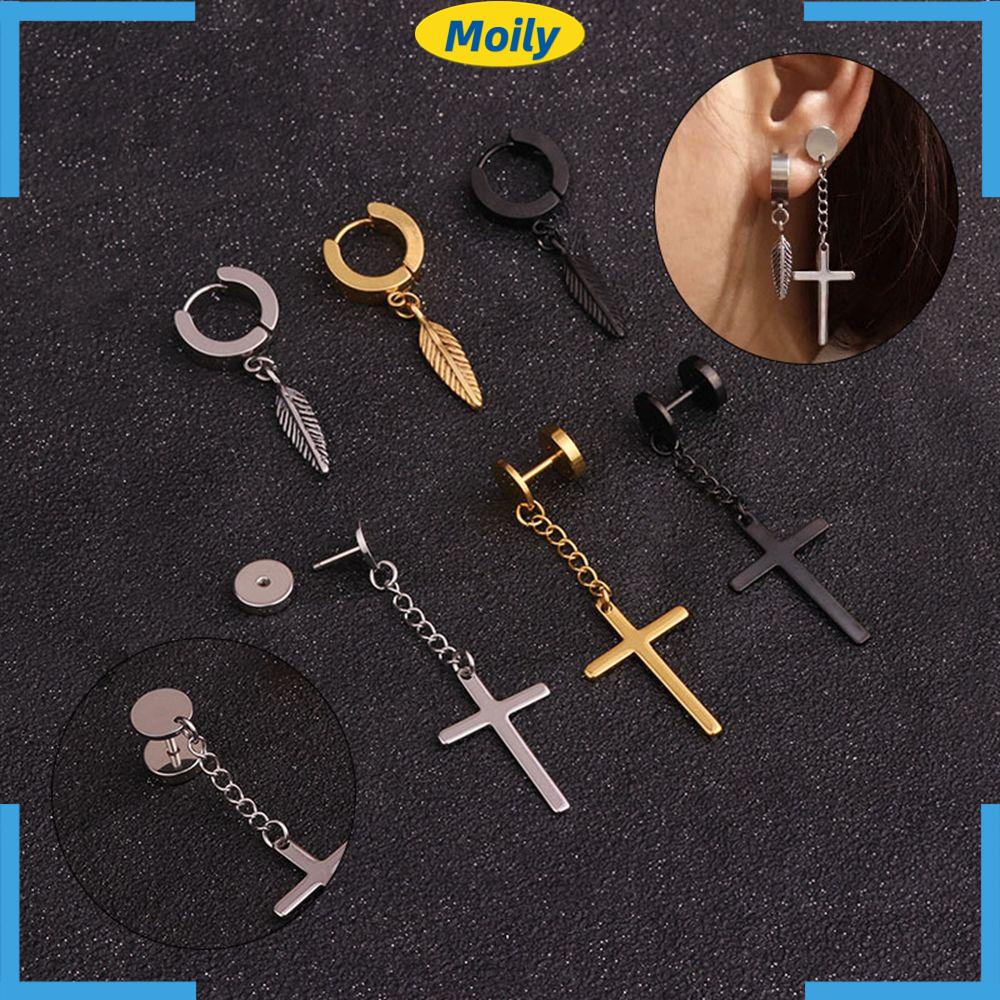 Khuyên Tai Chuỗi Hình Thánh Giá Bằng Thép Không Gỉ