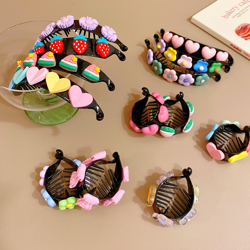 Kẹp Tóc Đuôi Ngựa Cỡ Lớn In Họa Tiết Hoạt Hình Dễ Thương Cho Bé Gái