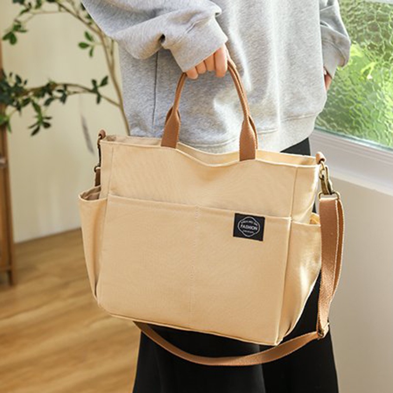 Túi Đeo Chéo Vải canvas Sức Chứa Lớn Phong Cách Nhật Bản Đơn Giản Cho Nữ