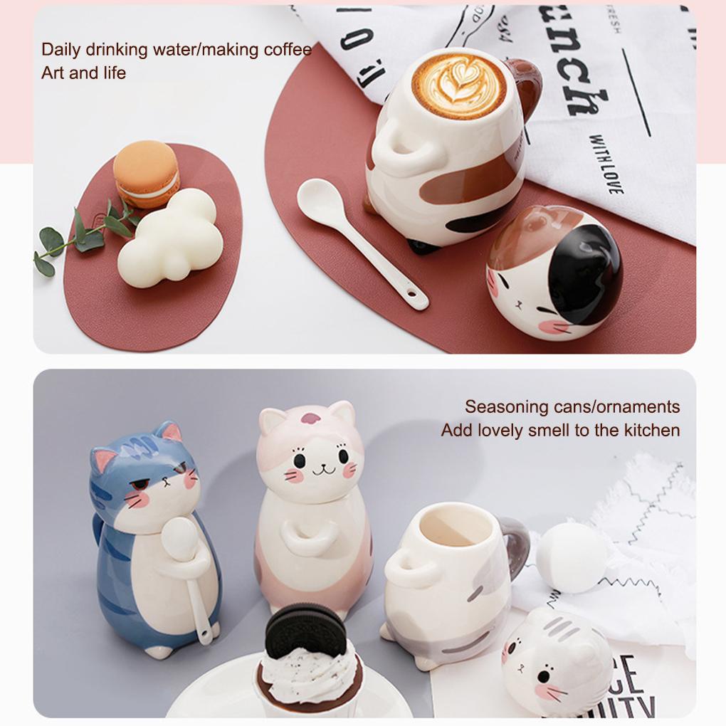 Cốc Ăn Sáng Có Nắp Đậy Và Muỗng Họa Tiết Hoạt Hình Phong Cách Nhật Bản Dễ Thương