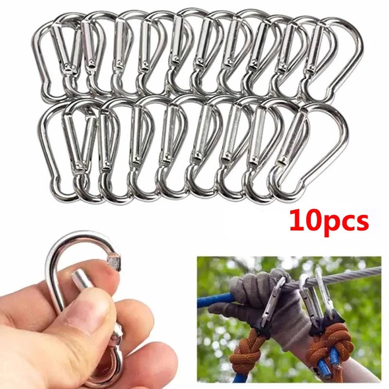 Set 1 / 10 Móc Khóa Carabiner Mini Bằng Hợp Kim Tiện Dụng Khi Đi Cắm Trại