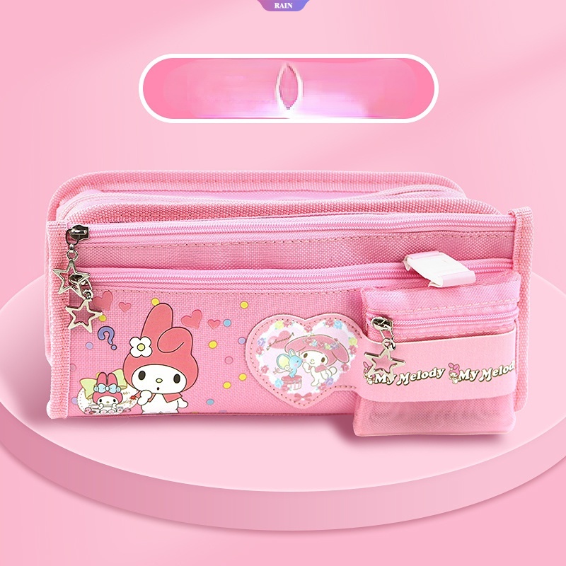 Túi Đựng Bút Bằng Vải Canvas Cỡ Lớn Họa Tiết Hoạt Hình Sanrio Kuromi Cinnamoroll My Melody StellaLou Linaell Cho Học Sinh