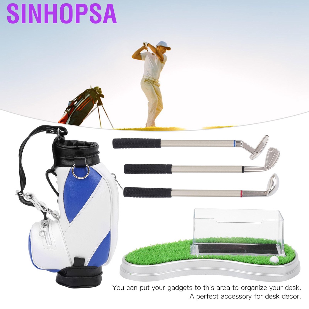 Sinhopsa Mini  Bag Pen Holder and 3x Pens with Business Card Box Base Gift Blue White