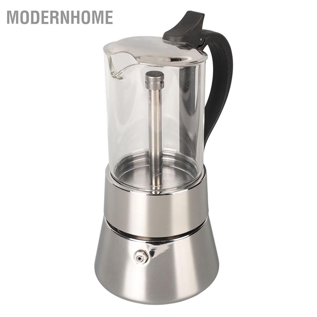ModernHome Moka Pot Mặt Kính Pha Lê Thép Không Gỉ Bếp Cổ Điển Ý Cà Phê Cho 6 Ly