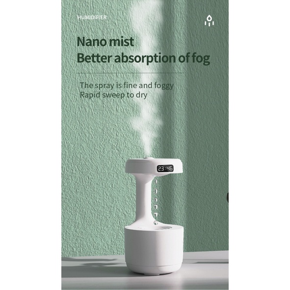 Máy Phun Sương Tạo Ẩm Xiaomi 800ML Bằng Sóng Siêu Âm Chống Trọng Lực Có Màn Hình LED Hiển Thị