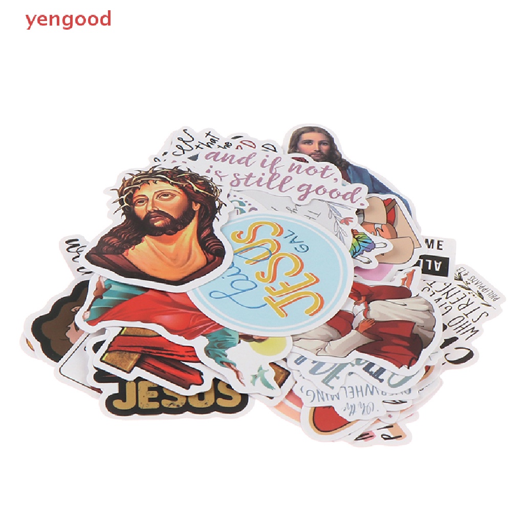 (YGD) 50Pcs Jesus Christians Cartoon Graffiti Stickers Laptop Skateboard Luggage Decal