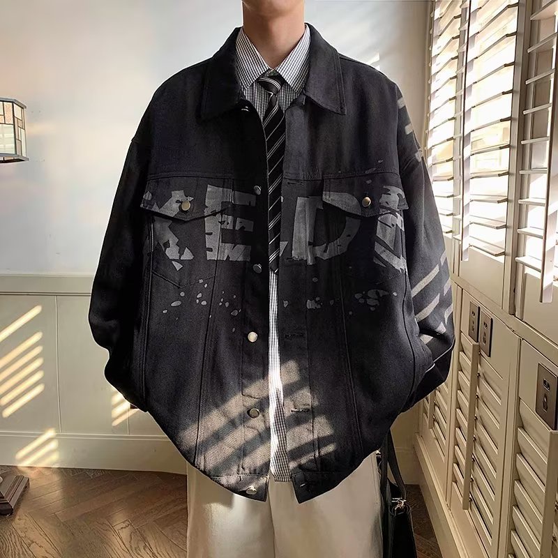 Áo Khoác Denim Dáng Rộng Phong Cách Thời Trang Đường Phố Mỹ