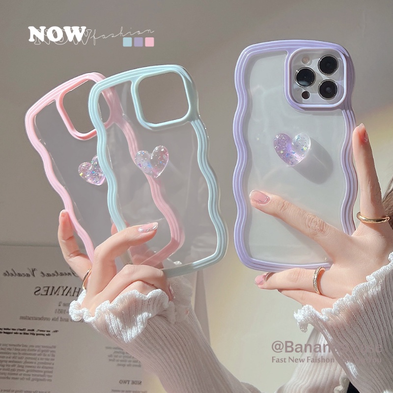 Ốp Điện Thoại Silicon Mềm Họa Tiết Trái Tim Lấp Lánh Cho iPhone 14 13 12 11 Pro Max X Xr Xs Max