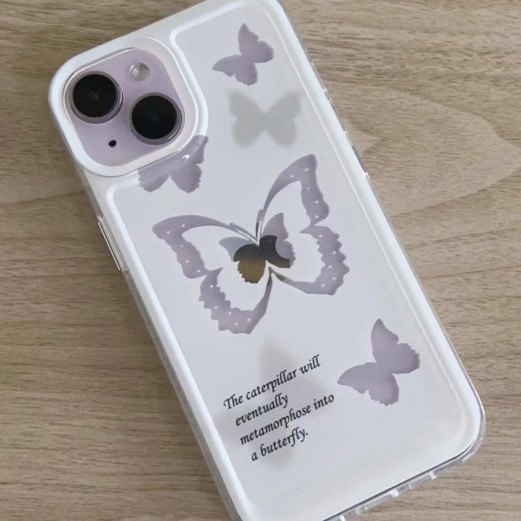 ✅Ốp Điện Thoại Trong Suốt Họa Tiết Bươm Bướm Phong Cách Đường Phố Cho iPhone13 14promax 12 11 xr Xs