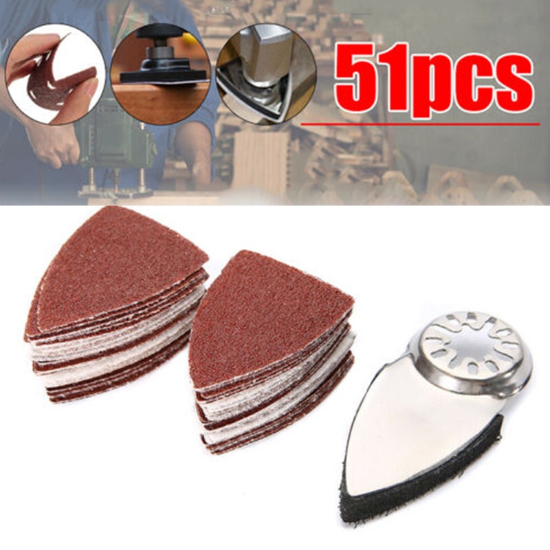 Set 51 Tấm Giấy Nhám Bằng Thép Không Gỉ 60-240 Grit Hình Tam Giác