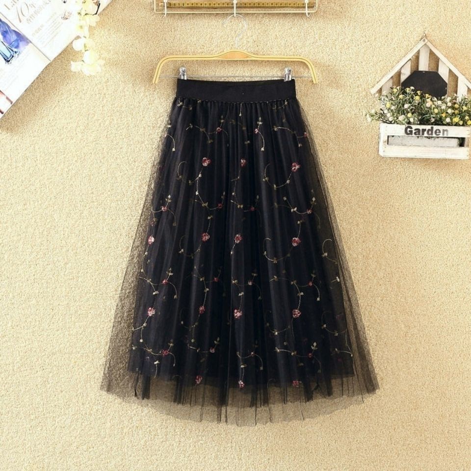 Chân Váy Lưới Chữ A Lưng Cao Xếp Ly Thời Trang Cho Bé Gái