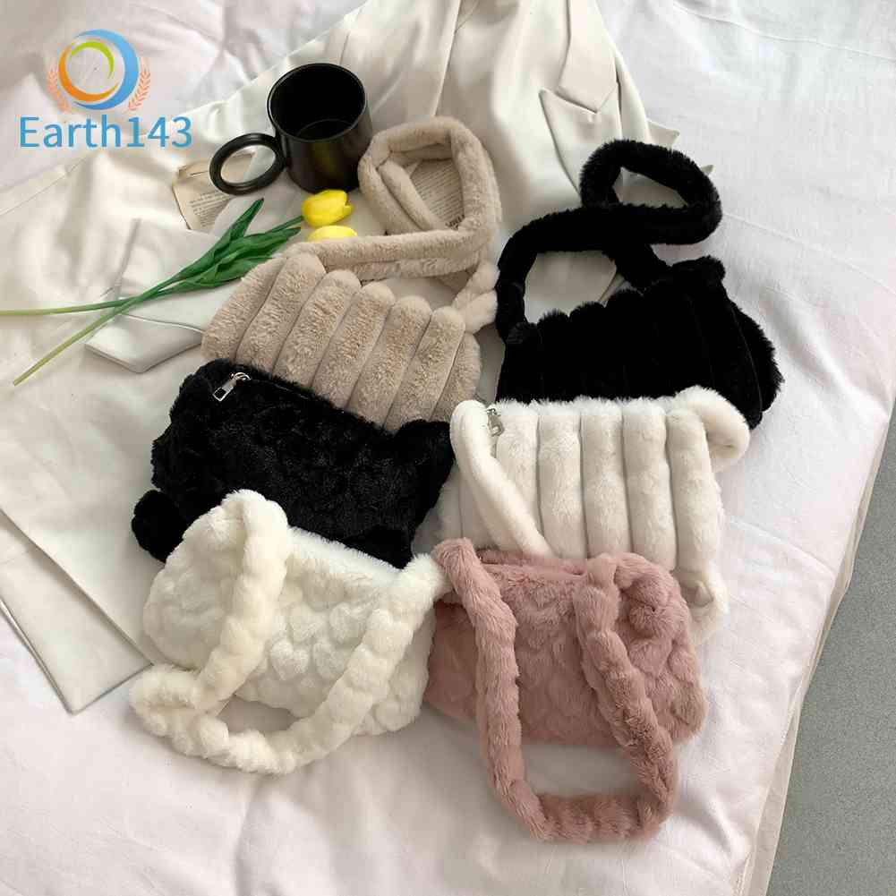 Túi đeo dưới cánh tay Mini Mềm Mại Giữ Ấm Có Khóa Kéo In Họa Tiết Trái Tim Cho Nữ