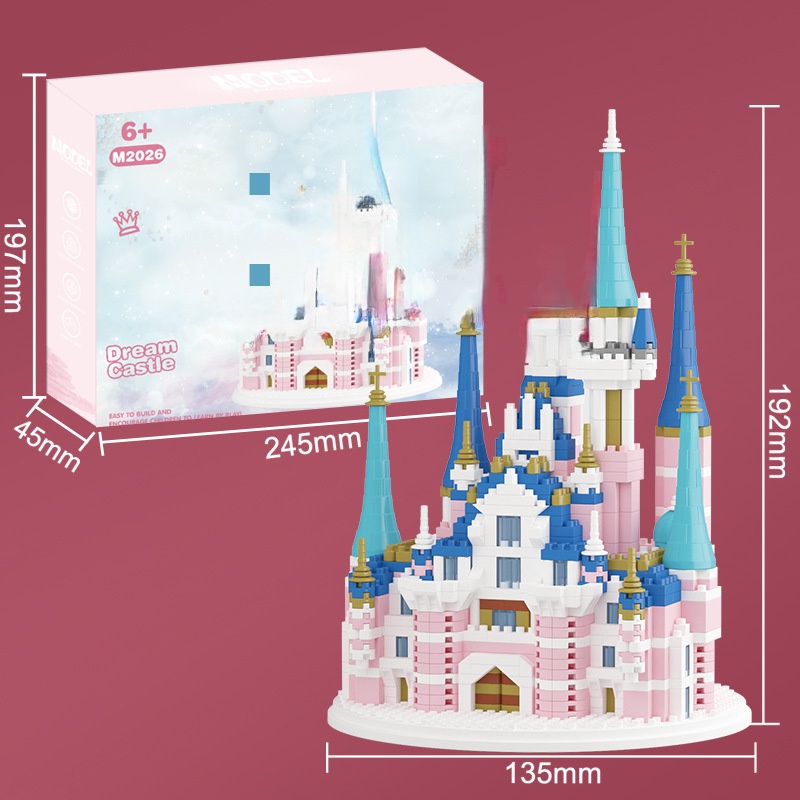 Đồ Chơi  Lắp Ráp Lâu Đài Disney Màu Hồng Dễ Thương Cho Bé Gái
