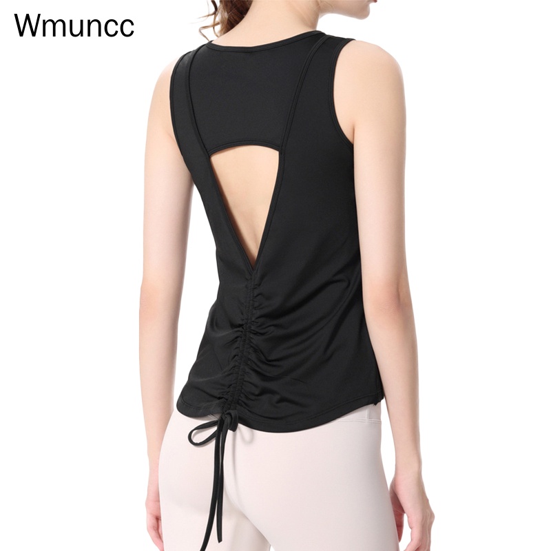 Wmuncc Áo Tank Top Sát Nách Ôm Dáng Phối Dây Rút Lưng Quyến Rũ Cho Nữ