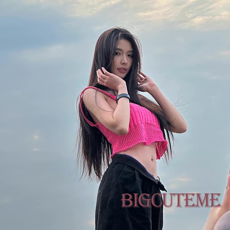 Áo Hai Dây Dệt Kim Màu Sắc Đơn Giản Thời Trang Mùa Hè Cho Nữ