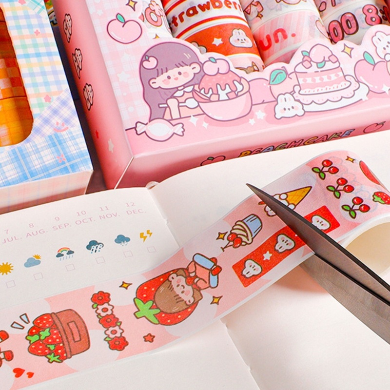 Cuộn Băng Dính Washi Nhiều Họa Tiết Dễ Thương Dùng Trang Trí Sổ Tay DIY