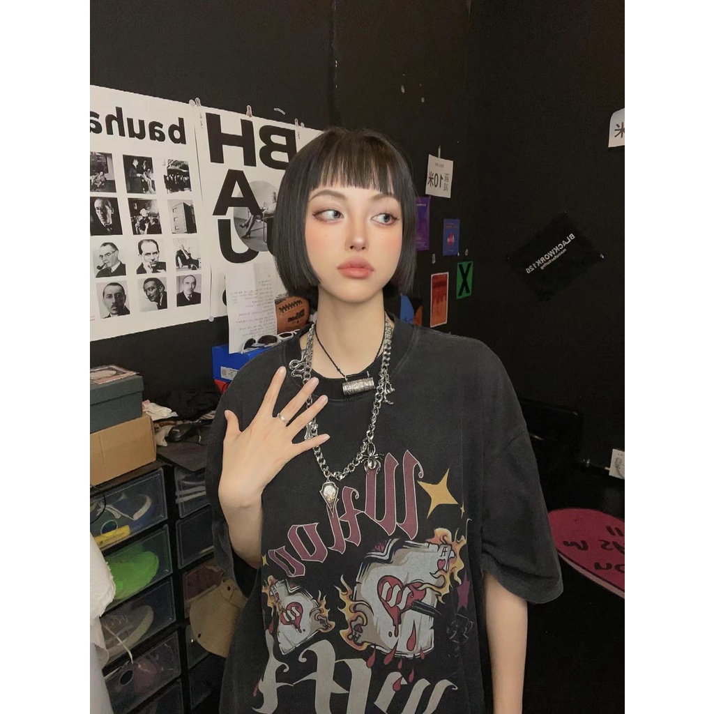 NRVP Áo Thun 100% Cotton Tay Ngắn Dáng Rộng In Họa Tiết Độc Đáo Phong Cách Hàn Quốc Thời Trang Cho Nam Và Nữ