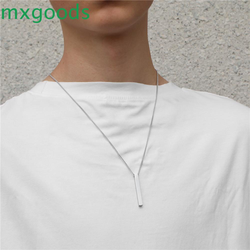 Vòng cổ Mặt Chữ Nhật MXGOODS|Áo Thun Thiết Kế Đơn Giản Thời Trang|Dây Xích Bằng Inox Phong Cách Hip hop Cá Tính