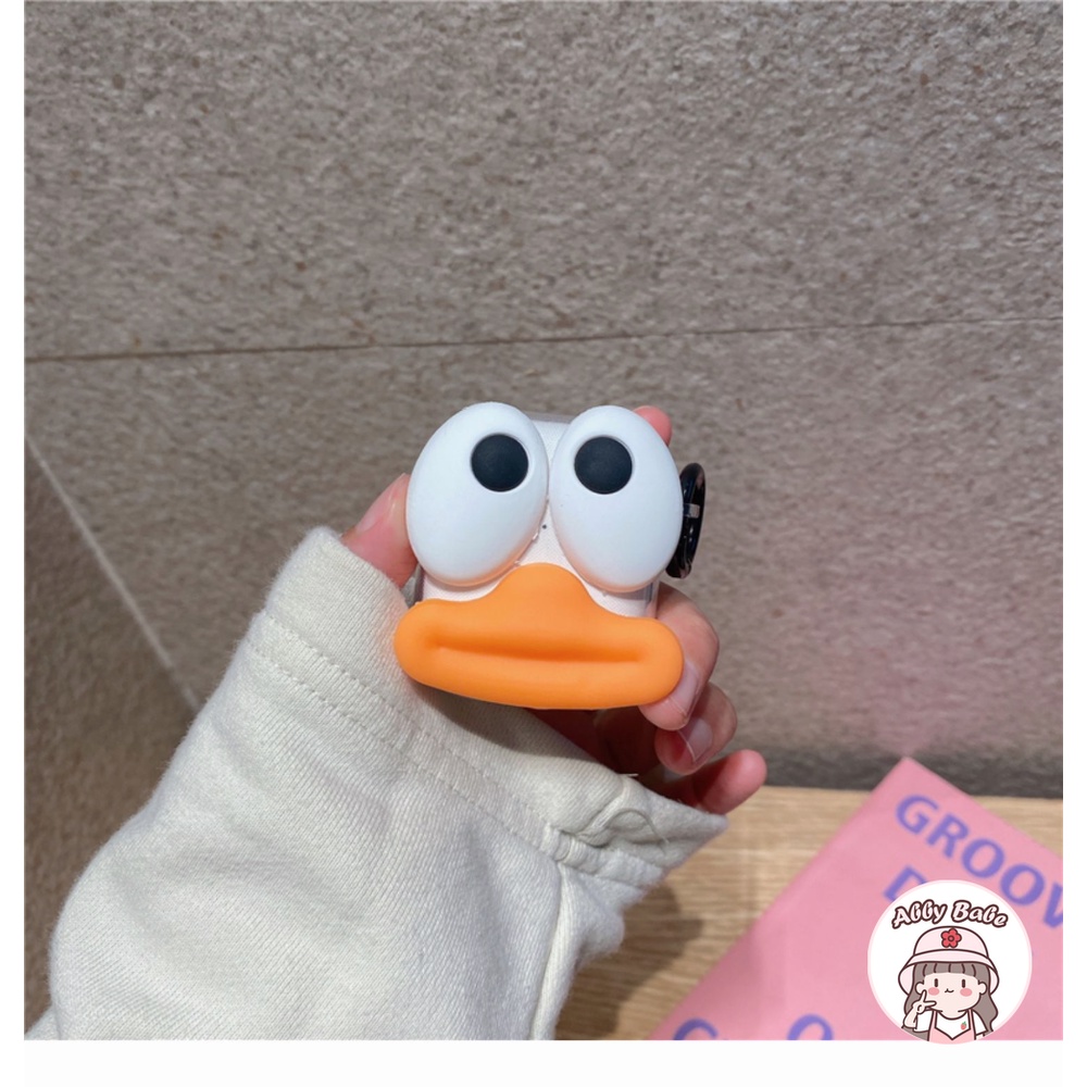 Vỏ Bảo Vệ Hộp Sạc Tai nghe không dây Airpods 1 / 2 / pro Hình Vịt Mắt To Bằng TPU Mềm Trong Suốt Kiểu Hàn Quốc