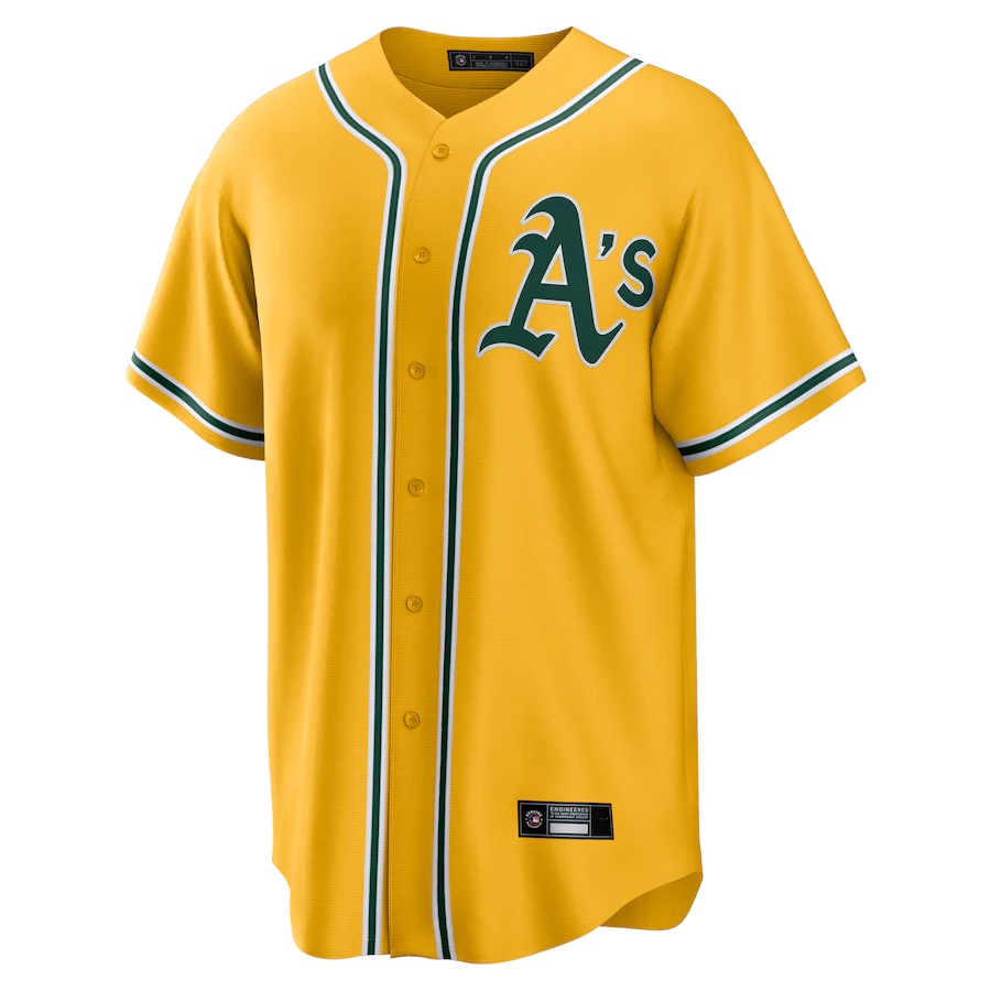 Áo Thun Bóng Chày Thể Thao QY 2023 MLB Oakland Có Nút Cài Màu Vàng Kim
