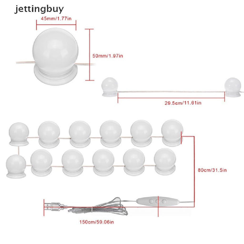 Bộ đèn LED gắn gương trang điểm JETTING cổng USB phong cách Holly độc đáo