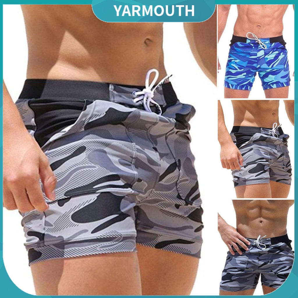 Quần Short Đi Biển Lưng Thun Rút Dây Nhanh Khô In Họa Tiết Rằn Ri