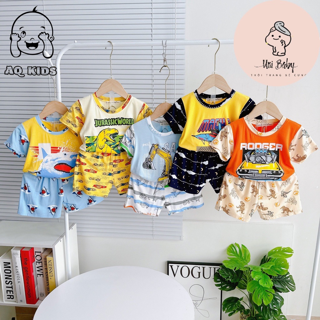 Bộ Quần Áo Cộc Tay Minlybaby Thun Lạnh Bé Trai Size đại, Thiết Kế Raglang In Hình - Unibaby - C247