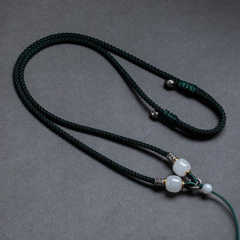 Huasu Dây Đeo Cổ Bằng Đá Ngọc Bích Hetian Tự Nhiên Dệt Tay Pixiu Guanyin 4.1 Dành Cho Nam Và Nữ