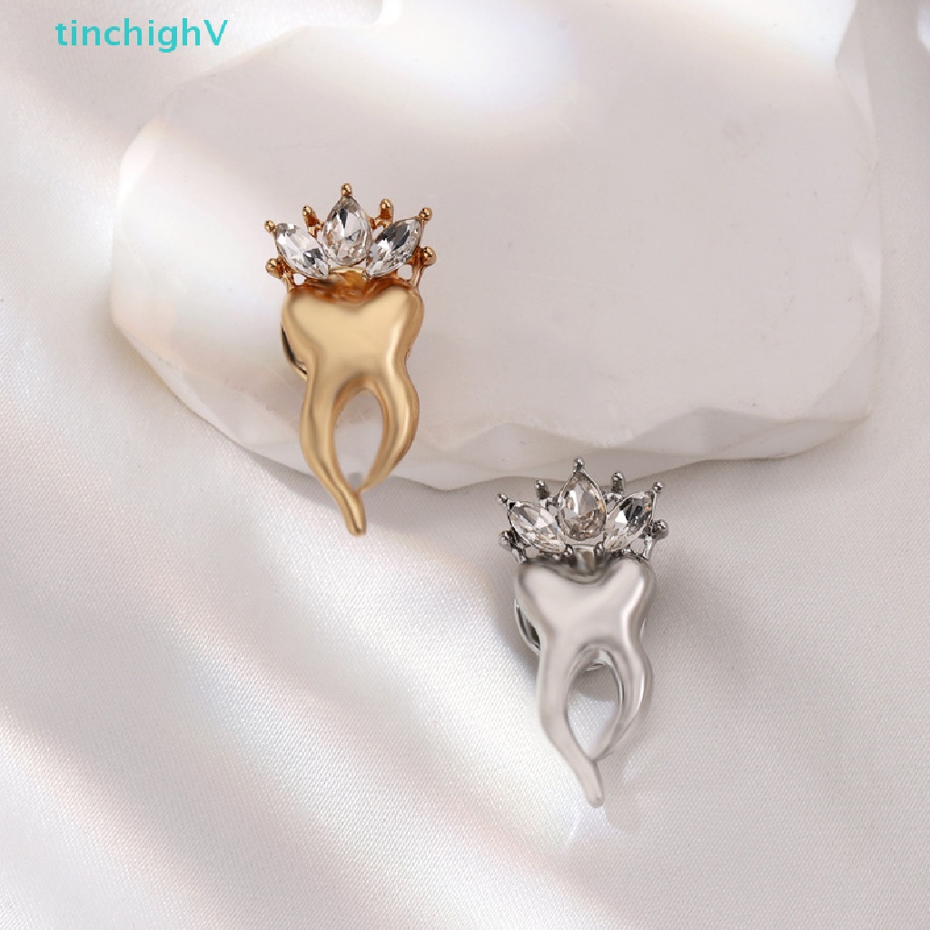 [TinchighV] Ghim Cài Áo Hình Răng Kim Cương Giả Bằng Kim Loại Trang Trí Ba Lô / Túi Xách [Mới]