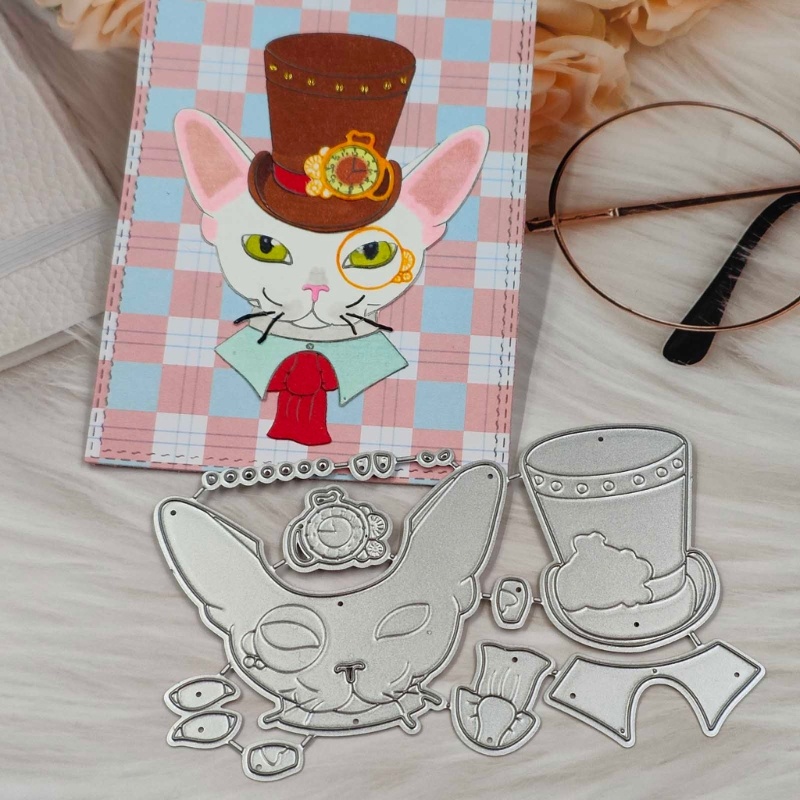 Khuôn Cắt Giấy Kim Loại Trang Trí Hình Mèo Ngộ Nghĩnh