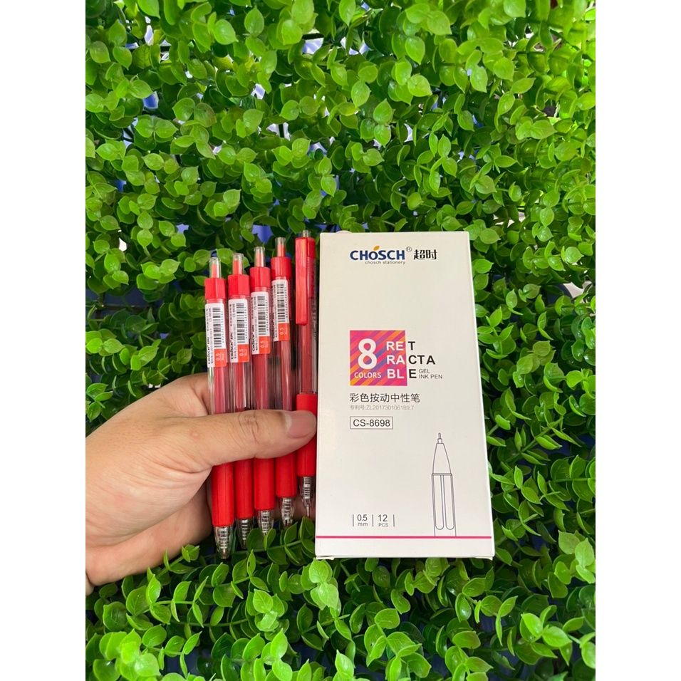Bút Bấm Tím Xanh Đỏ Đen - Bút Gel Bấm Chosch CS-8698 DCHT