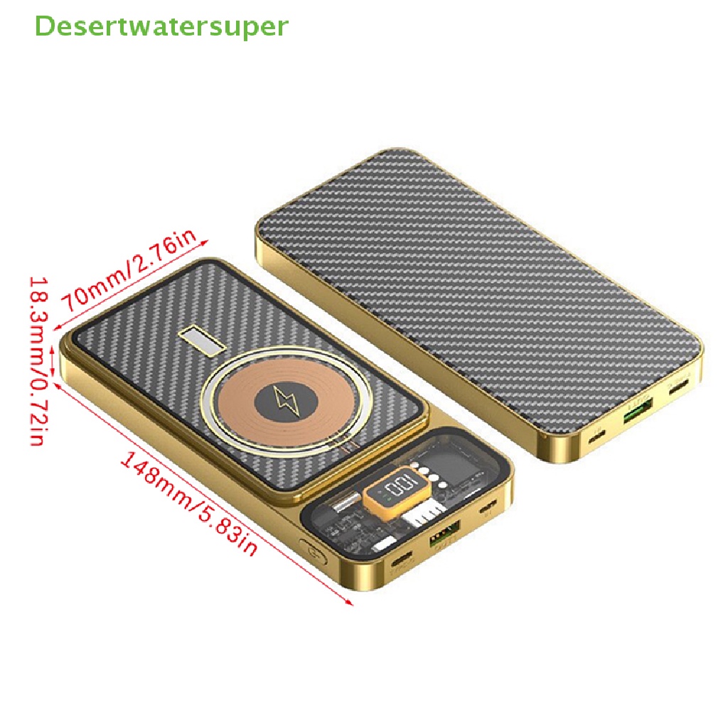 Bộ Sạc Nhanh Không Dây DSVN 20000mAh PD 22.5W Trong Suốt Từ Tính