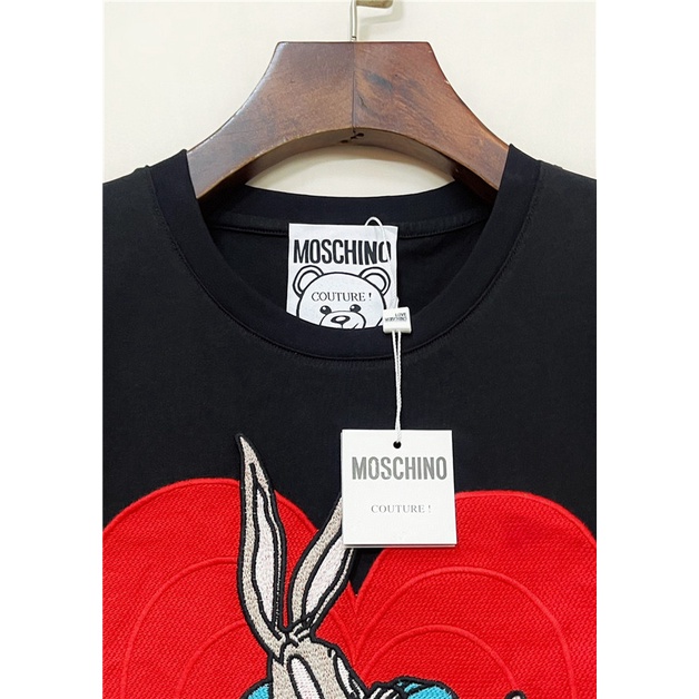 Áo Thun Nam Ngắn Tay Thêu Hình Thỏ Và Chữ love M0schin0 Size S-4XL