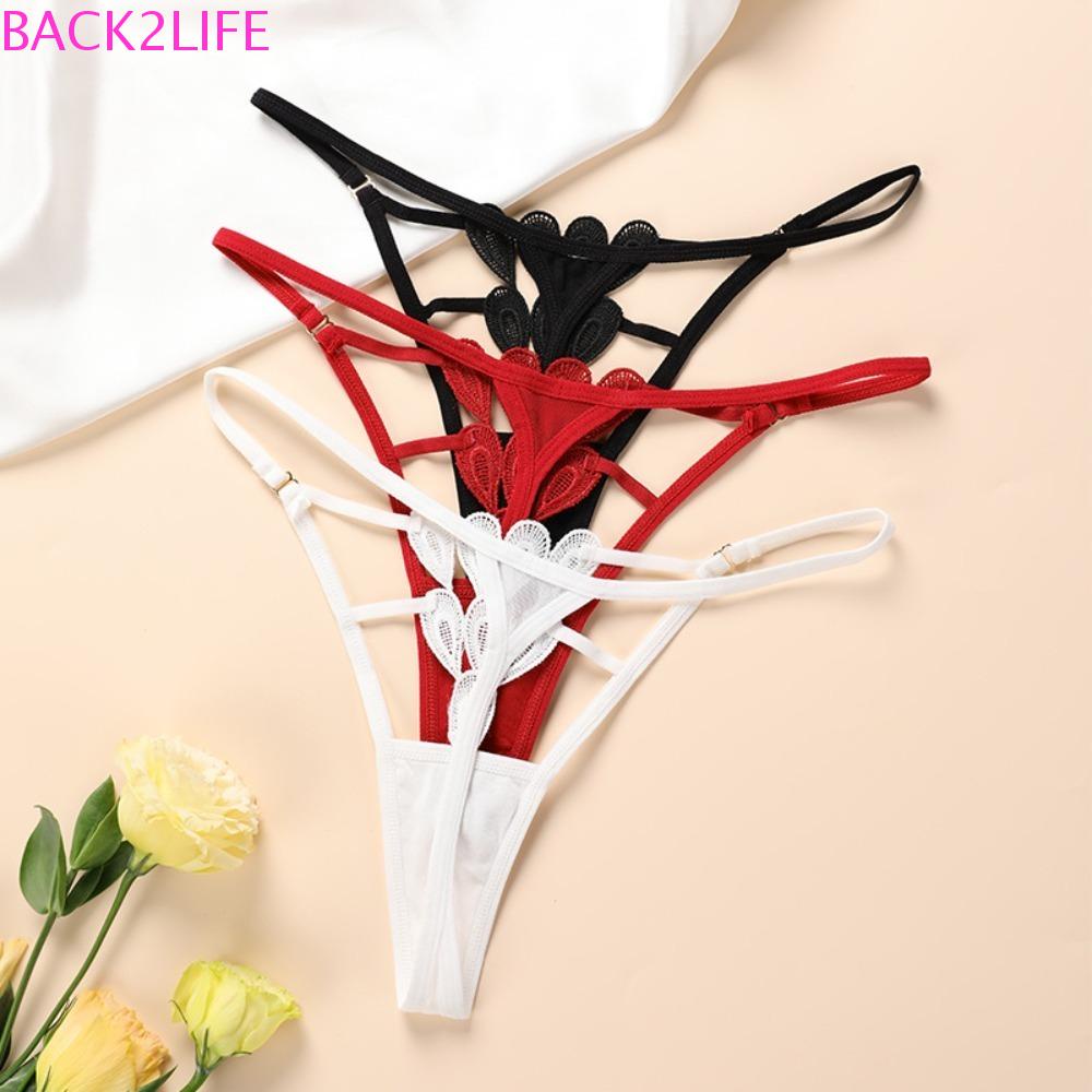 Quần Lót Lọt Khe Phối Ren Thoáng Khí Họa Tiết Bướm Đơn Giản Phong Cách Hàn Quốc Cho Nữ 2life