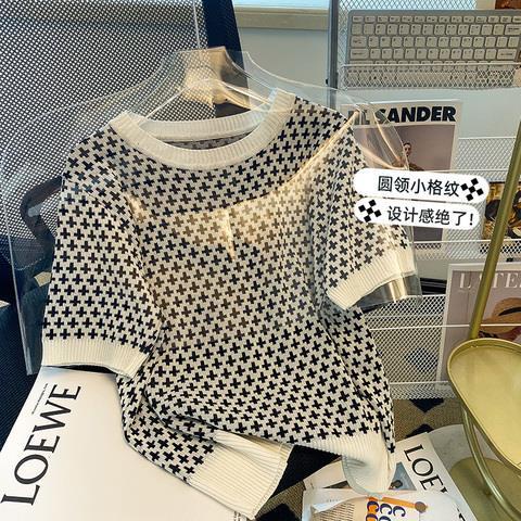 Áo Thun Dệt Kim Mỏng Tay Ngắn Phong Cách Thời Trang Mùa Hè Mới 2023