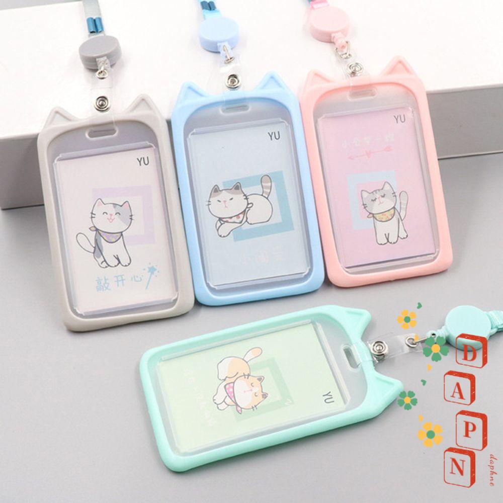 1 Vỏ Bọc Thẻ ID/Thẻ ID Họa Tiết Mèo Hoạt Hình Có Dây Rút Dễ Thương Có Thể Thu Gọn Cho Trẻ Em