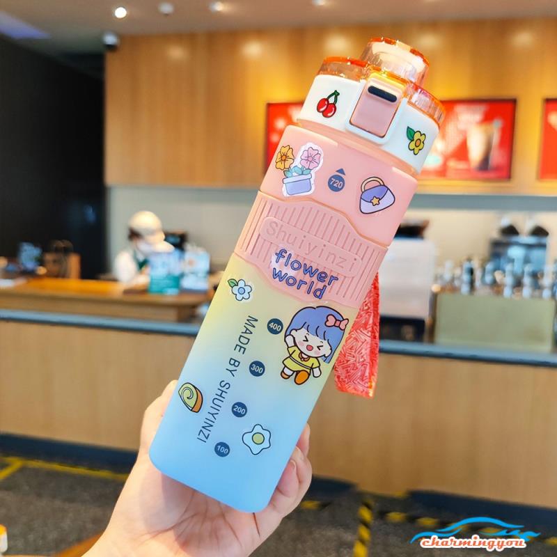 900ML/720ML Bình Nước Nhựa Không BPA Hình Vuông Tiện Dụng Mang Theo Du Lịch/ Cắm Trại