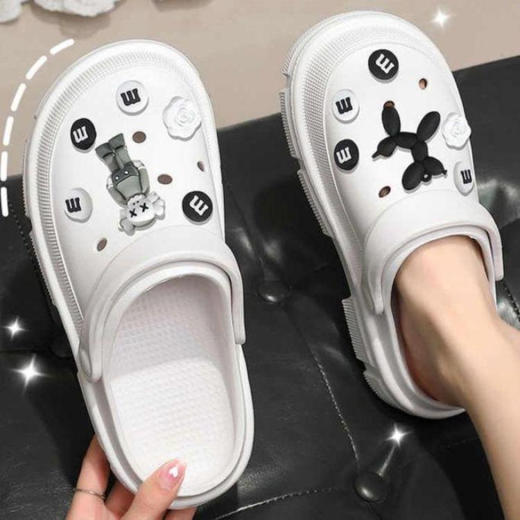 Dép Quai Ngang Đế Xuồng Họa Tiết Sesame Street Dễ Thương Cho Nữ crocs dép bánh mì nữ