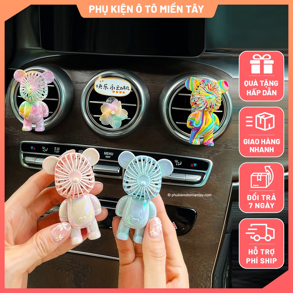 Sáp Thơm Ô Tô Kẹp Cửa Gió Điều Hòa Xe Hơi Mô Hình Gấu Dễ Thương Có Quạt Khuếch Tán Hương Thơm