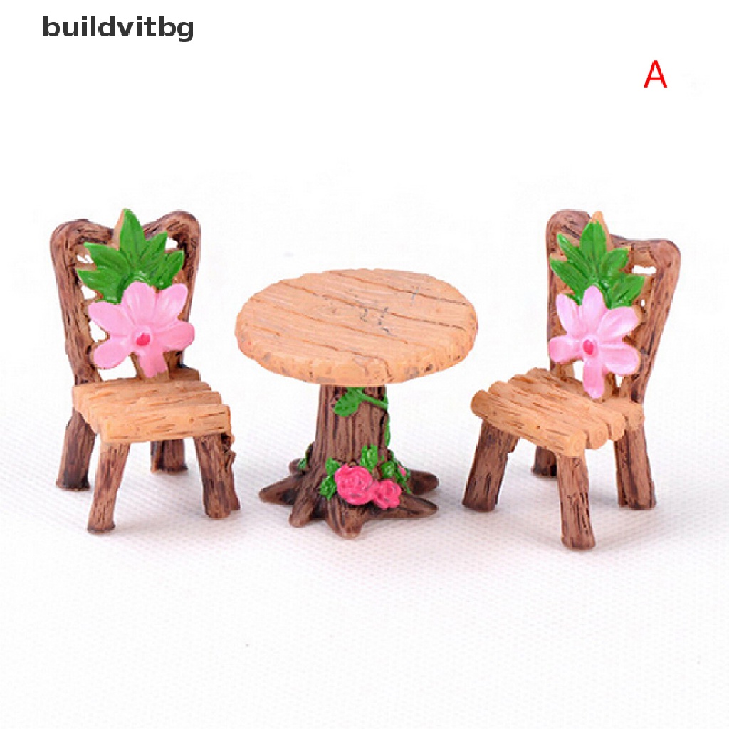 Set 3 Mô Hình Bàn Ghế Mini Trang Trí Tiểu Cảnh