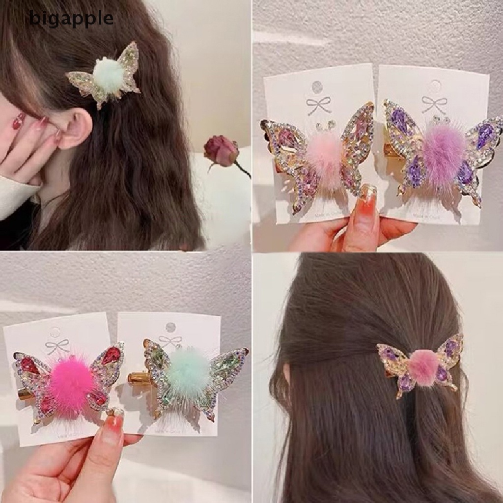 Kẹp Tóc Hình Bướm 3D Bằng Hợp Kim Có Đính Đá Lấp Lánh Cho Nữ