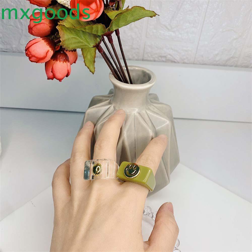Nhẫn Nhựa Acrylic Hình Mặt Cười Nhiều Màu Sắc Thời Trang Mùa Hè Hàn Quốc Cho Nữ