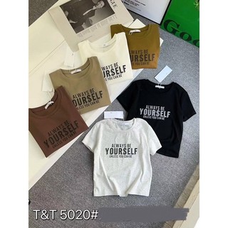 Áo thun croptop nữ tay ngắn in chữ yourself hàng Quảng Châu chất cotton, áo phông mùa hè thời trang Hàn Quốc 5020 5