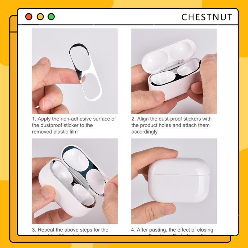 Miếng Dán Bảo Vệ Kim Loại Mạ Vàng Chống Bụi Cho airpods Tai Nghe Bluetooth Không Dây Ốp Lưng 1 2 3 Pro Vỏ Case-CT