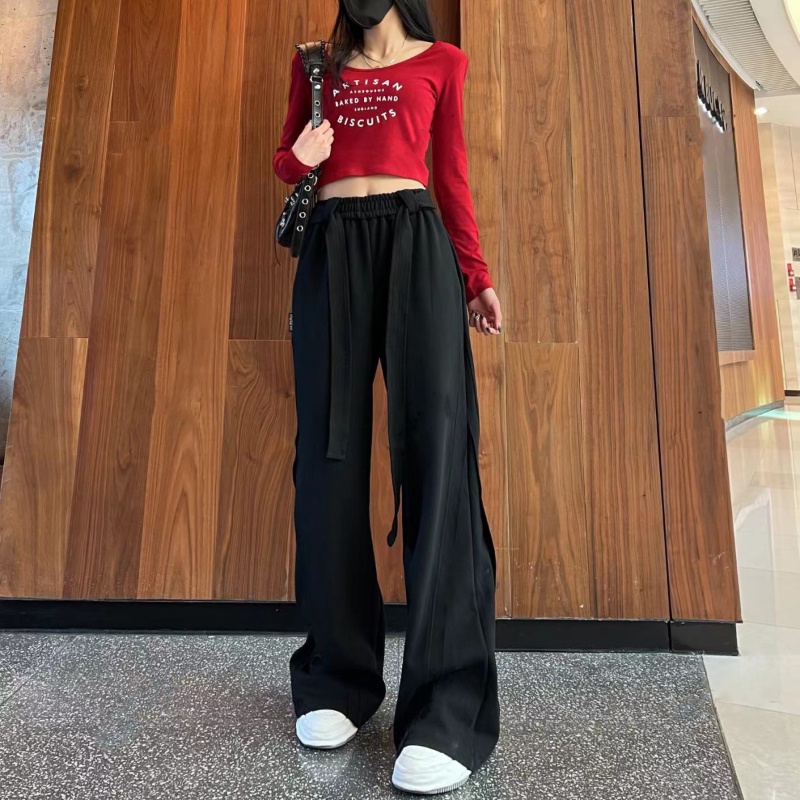 COZOKC COZOK Quần ống rộng Lưng Cao Màu Trơn Hợp Thời Trang