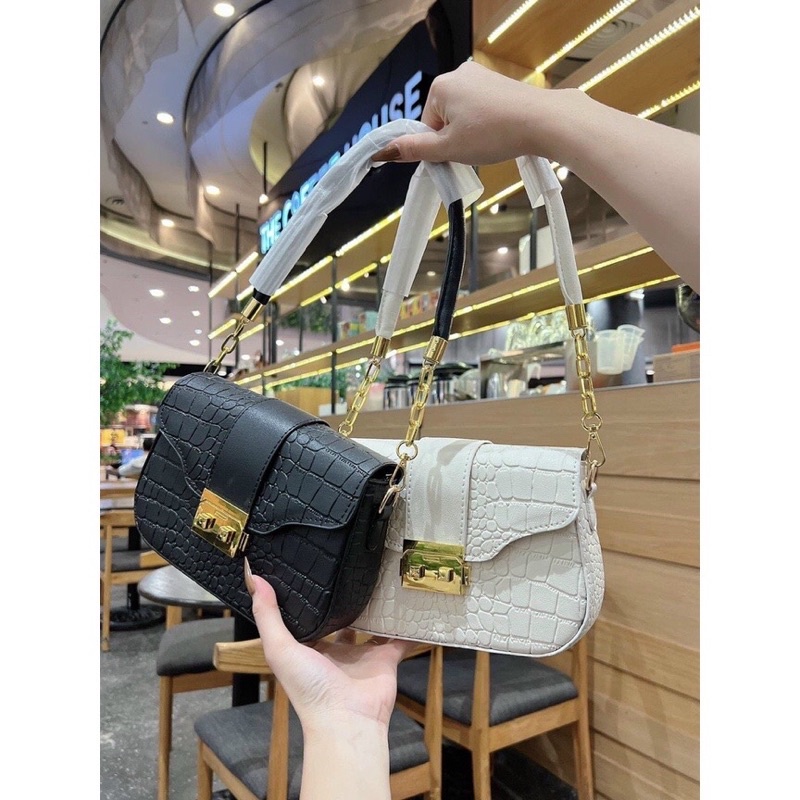 Túi kẹp nách , Túi xách nữ đeo chéo khoá miu vân rắn hot trend nhà Miboo