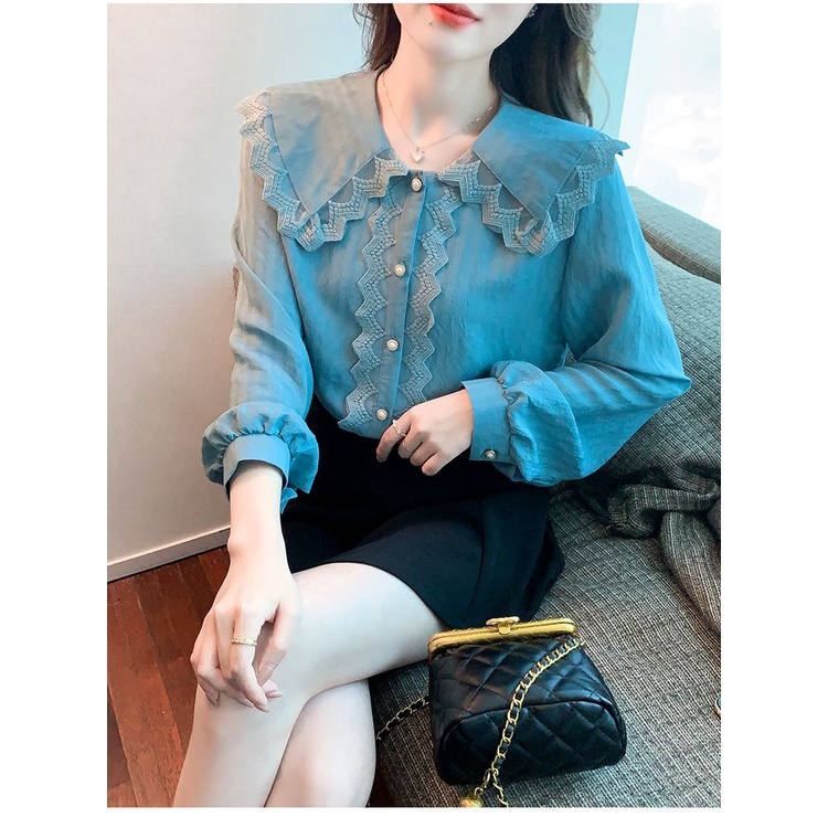 Áo Sơ Mi Chiffon Cổ Búp Bê Phong Cách Châu Âu Thời Trang Mùa Xuân 2023 Mới