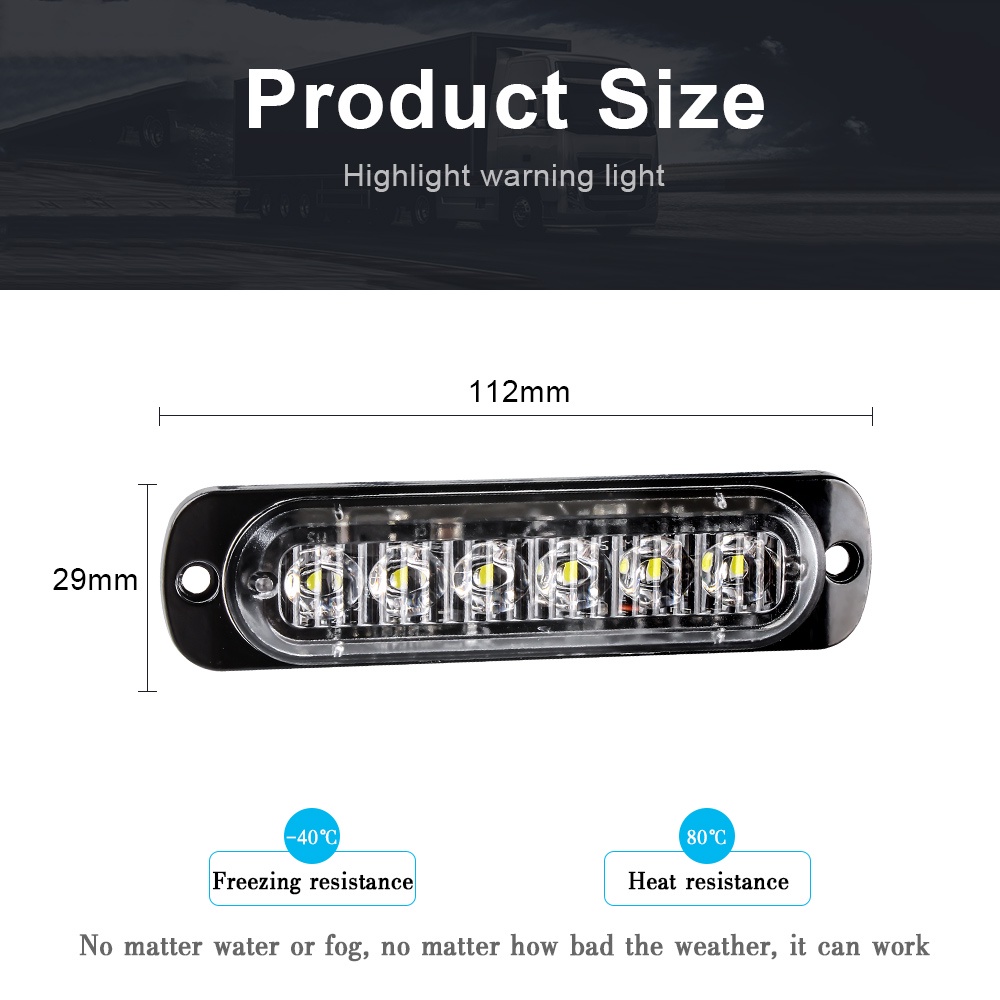 Đèn LED Cảnh Báo 6 Bóng 12V-24V Gắn Thân Xe Hơi / Xe Tải